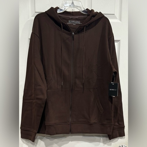 Beyond Yoga Men's Medium Every Body Zip Front Hoodie Sweatshirt Brown NWT - Picture 1 of 7